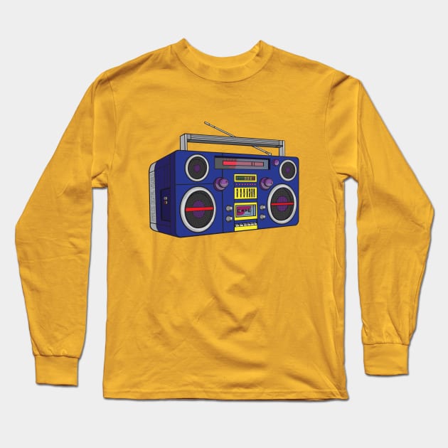 Boombox (Dark Cornflower Blue + Violet Magican Colorway) Analog / Music Long Sleeve T-Shirt by Analog Digital Visuals